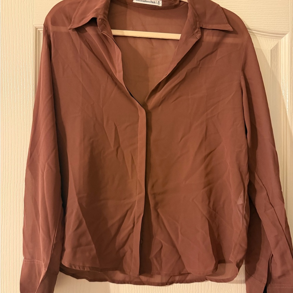 Abercrombie & Fitch Maroon Button Down Blouse